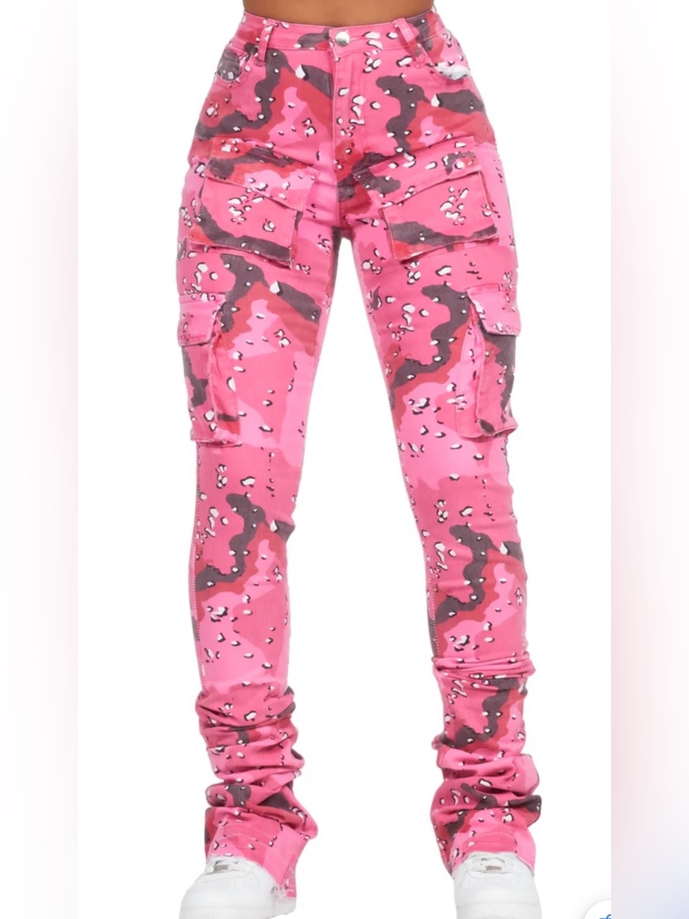 Noor Pink Camo Cargo Super Stacked Jean